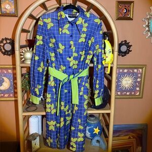 VTG Blue and Yellow Butterfly Print Dress